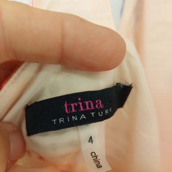Trina Turk Sylvie Dress Sz 4 Pink Multi Color Floral Keyhole Sheath - Picture 8 of 11